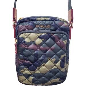 MZ WALLACE  Metro Quilted Crossbody Bag Green Camo Camouflage Print